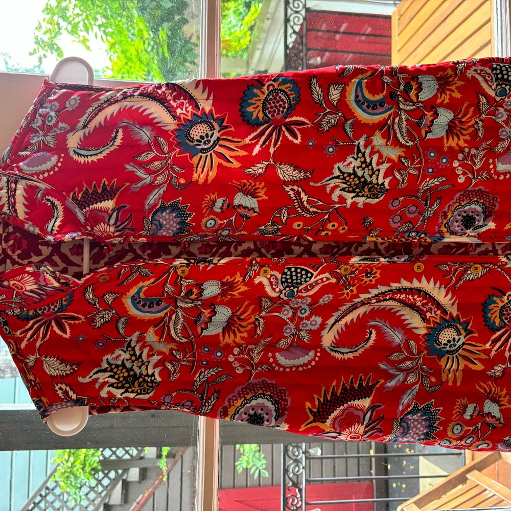 Bold Red Floral Print Vest